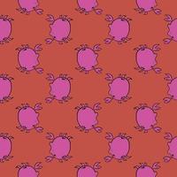 Violet crabs ,seamless pattern on red background. vector