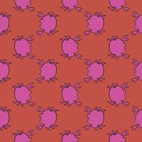 Violet crabs ,seamless pattern on red background. vector