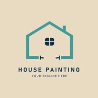 house painting vintage logo with brush vector illustration design