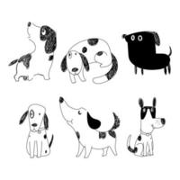 Set of variuos dog hand drawing icon character vector illustration.