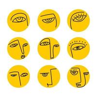 Set of face expression comic, icon, symbol, character vector illustration.