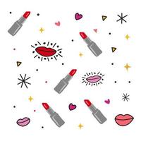 Ornament, lipstick, lips, beauty accessory, card decoration, makeup vector