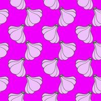 Pink garlic, seamless pattern on pink background. vector