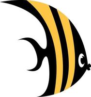 Black and yellow fish, illustration, vector on white background.