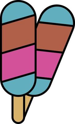 Two ice creams on stick, illustration, vector, on a white background.