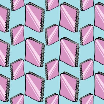 Notebook pattern, seamless pattern on blue background. vector