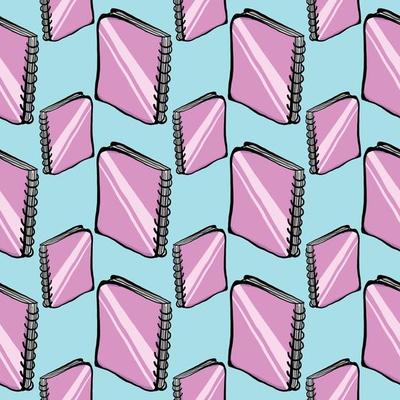 Notebook pattern, seamless pattern on blue background.