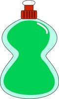 Bottle with green soap, illustration, vector on white background.