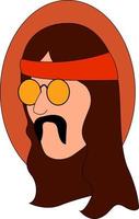 Hippie man, illustration, vector on white background.