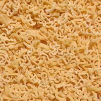 Texture of a lot of curly raw yellow pasta photo