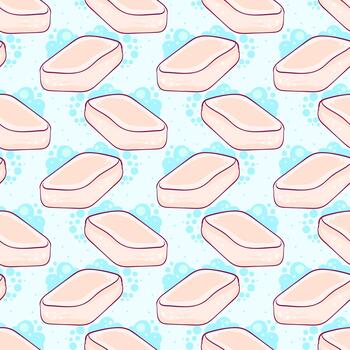 lindo patrón de jabón, patrón sin costuras sobre fondo azul claro. vector