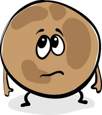 Sad pluto planet, illustration, vector on white background.