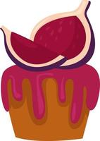 Fig cupcake, illustration, vector on a white background.