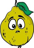 Sad quince, illustration, vector on white background