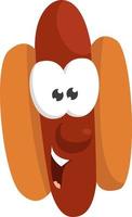 hot dog en estado de shock, ilustración, vector sobre fondo blanco