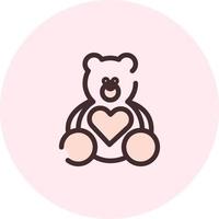 Valentine bear gift, illustration, vector on a white background.