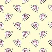 Alien ship , seamless pattern on a light yellow background. vector