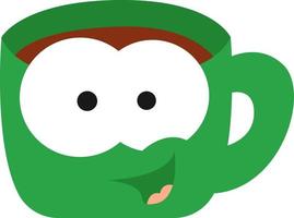 Happy green mug, illustration, vector on a white background.