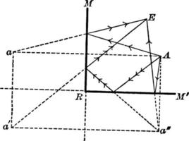 Multiple Images in a Plane Mirror, vintage illustration. vector
