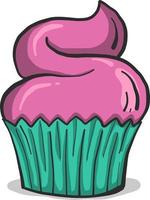 Pink cupcake, illustration, vector on white background.