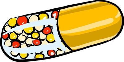 Yellow capsule, illustration, vector on white background