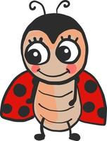 Ladybug with big eyes , illustration, vector on white background