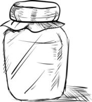 Jar sketch, illustration, vector on white background.