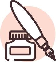 Stationery ink pen, illustration, vector on a white background.