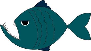 Blue piranha, illustration, vector on white background.