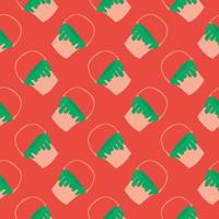 Green paint,seamless pattern on red background. vector