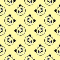 Angry panda bear,seamless pattern on yellow background.