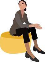 Woman sitting, illustration, vector on white background.