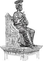 Statue of St Peter, vintage illustration. vector
