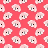 Dog head, seamless pattern on red background. vector