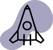 Small purple rocket, icon illustration, vector on white background