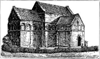 St. Aldhelm's Church, Bradford-on-Avon vintage illustration. vector