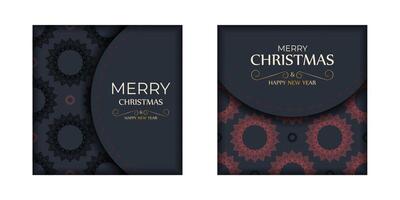 Two christmas cards with a black and red pattern vector