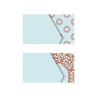 Business card in aquamarine color with luxurious coral ornaments for your contacts. vector