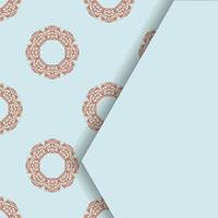 Aquamarine Indian coral pattern postcard prepared for typography. vector