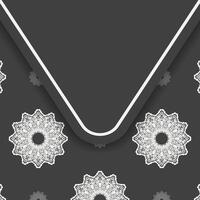 The brochure in black with luxurious white ornamentation is ready for printing. vector