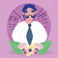 caricatura de hombre avatar con diseño de vector de bigote