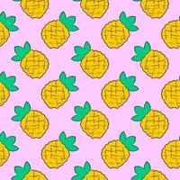 Yellow pineapple, seamless pattern on pink background. vector