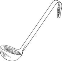 Drawing of ladle, illustration, vector on white background.