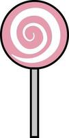 Pink and white lolipop, illustration, vector on white background.