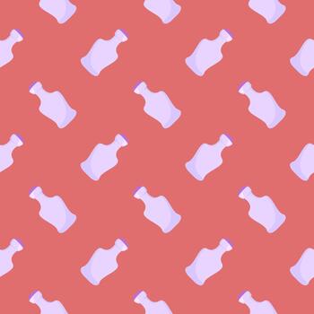 Glass bottles , seamless pattern on a red background. vector