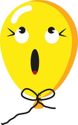 Disturbed yellow balloon, illustration, vector on a white background.