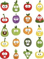 Fruit with eyes, illustration, vector on a white background.