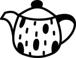 Round teapot with black dots, illustration, vector on a white background.