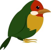 Green little bird, illustration, vector on white background.