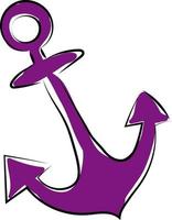 Purple anchor, illustration, vector on white background.